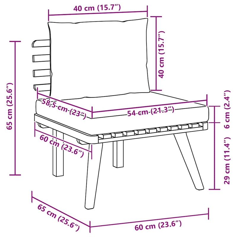 vidaXL Garden Chair in Natural/Dark Gray/White