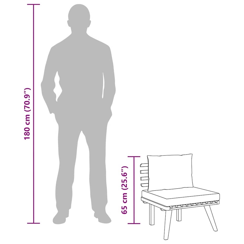 vidaXL Garden Chair in Natural/Dark Gray/White