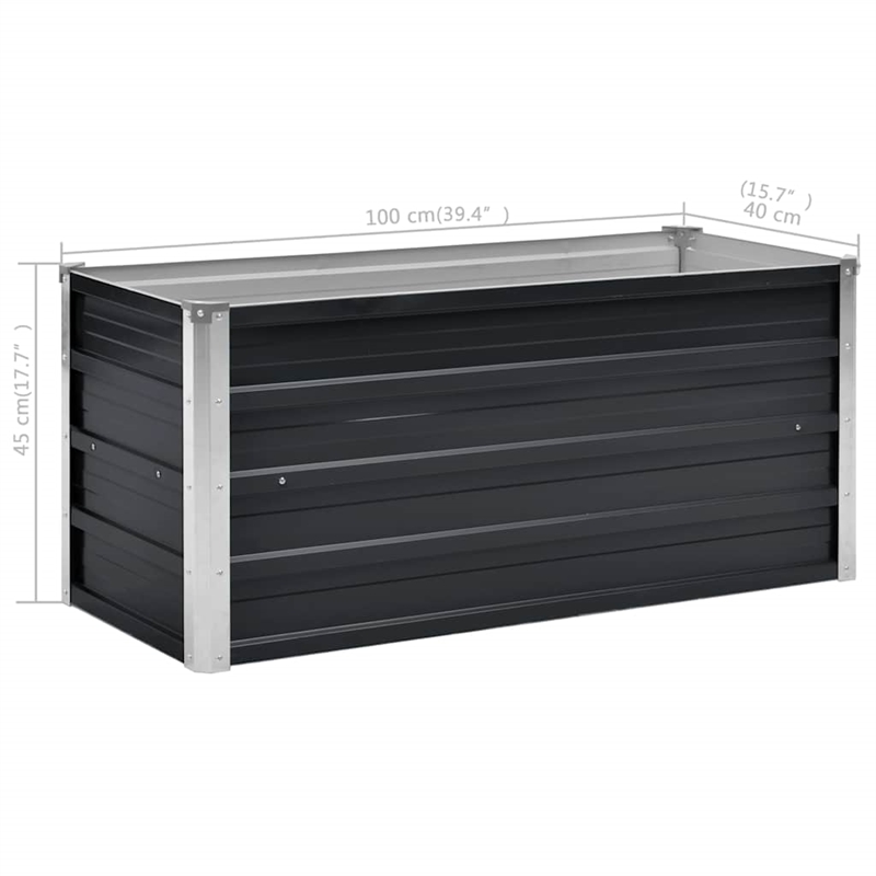 vidaXL Galvanized Steel Raised Garden Bed in Anthracite