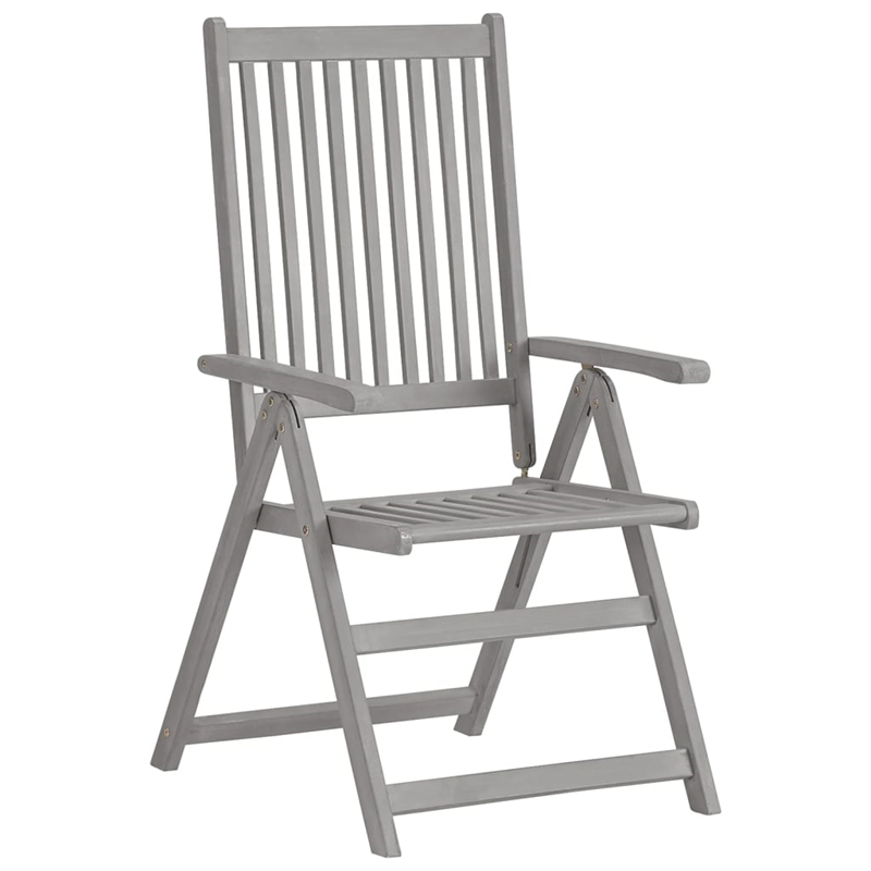 vidaXL Solid Acacia Wood Standard Foldable Garden Chair in Gray (Set of 2)