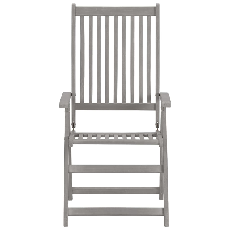 vidaXL Solid Acacia Wood Standard Foldable Garden Chair in Gray (Set of 2)