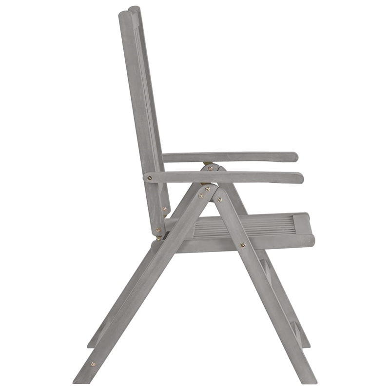 vidaXL Solid Acacia Wood Standard Foldable Garden Chair in Gray (Set of 2)