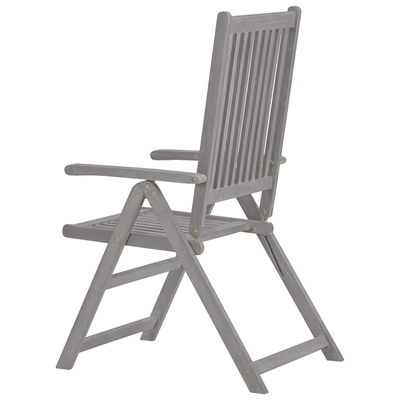 vidaXL Solid Acacia Wood Standard Foldable Garden Chair in Gray (Set of 2)