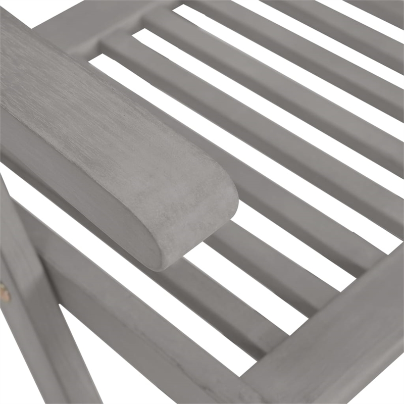 vidaXL Solid Acacia Wood Standard Foldable Garden Chair in Gray (Set of 2)
