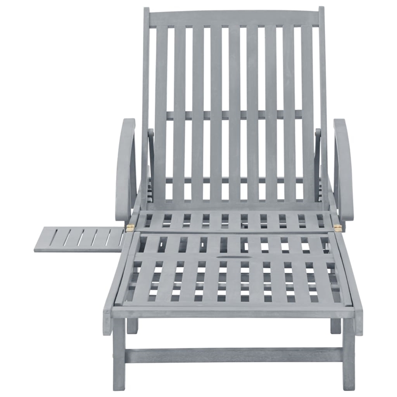 vidaXL Solid Acacia Wood Sun Lounger in Gray