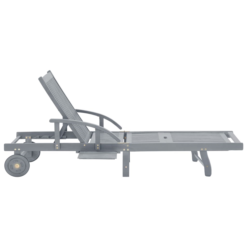 vidaXL Solid Acacia Wood Sun Lounger in Gray