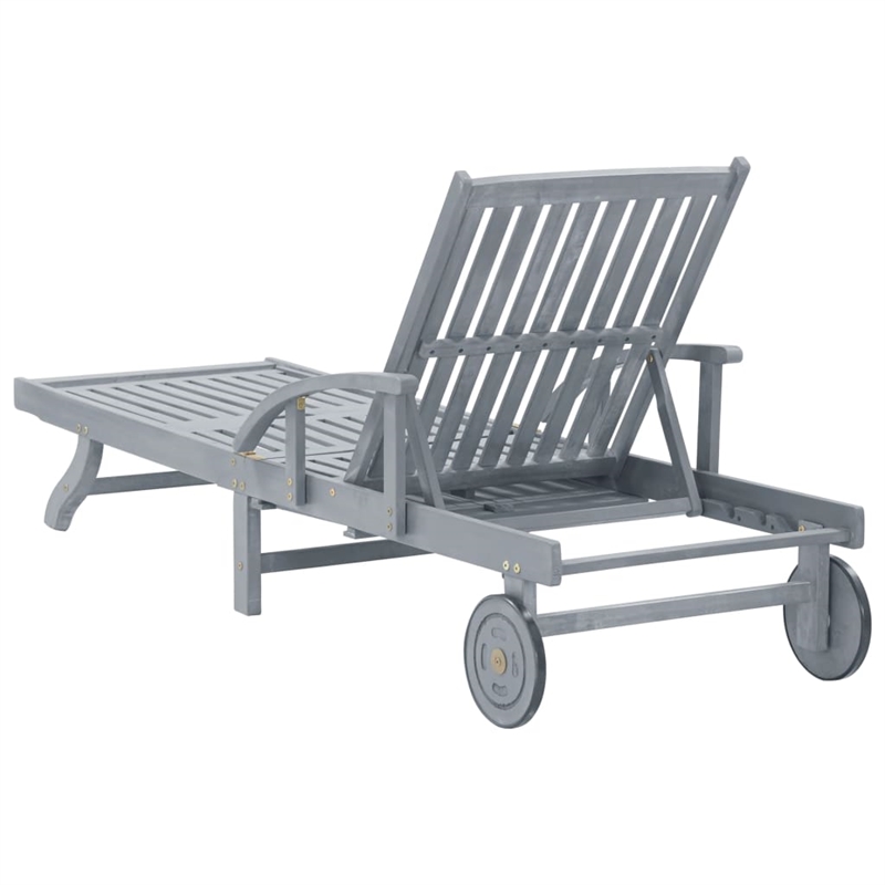 vidaXL Solid Acacia Wood Sun Lounger in Gray