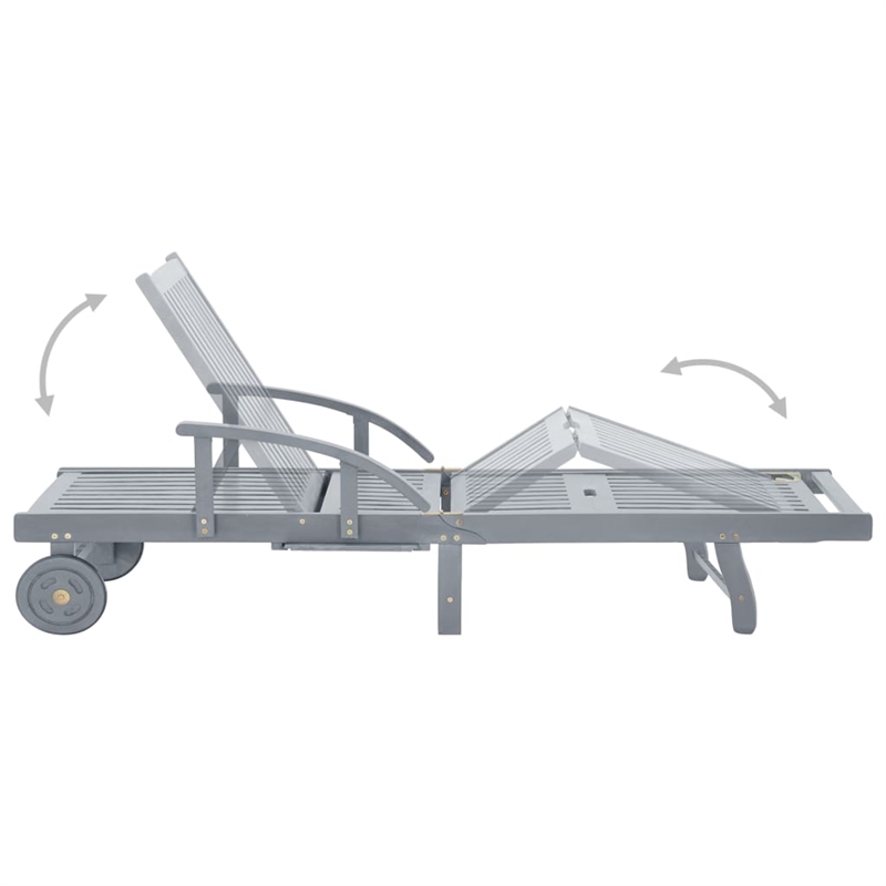 vidaXL Solid Acacia Wood Sun Lounger in Gray