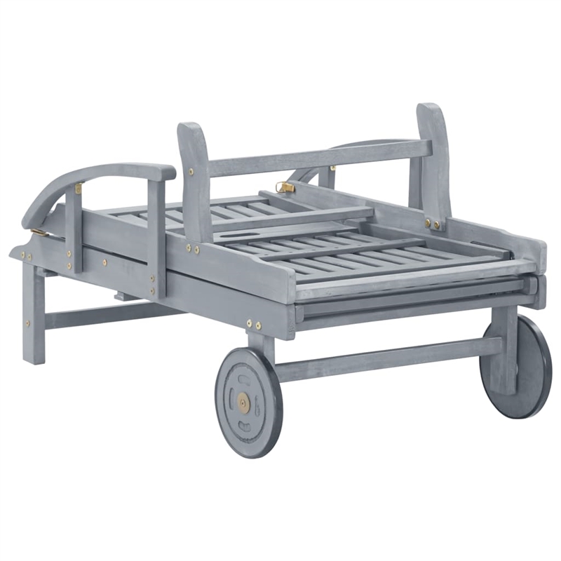 vidaXL Solid Acacia Wood Sun Lounger in Gray