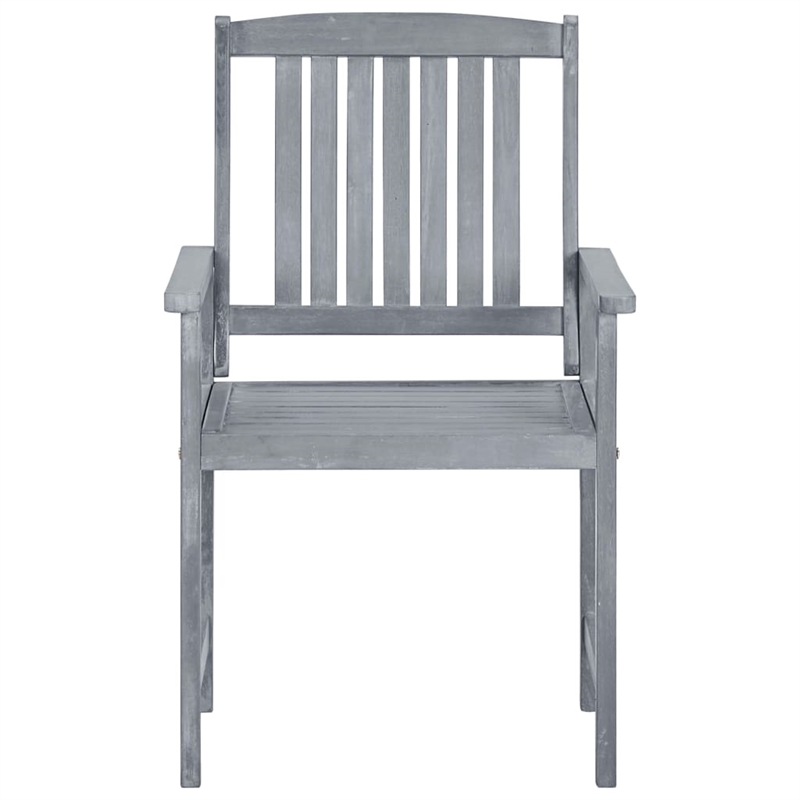 vidaXL Solid Acacia Wood Standard Durable Outdoor Chair in Gray (Set of 2)