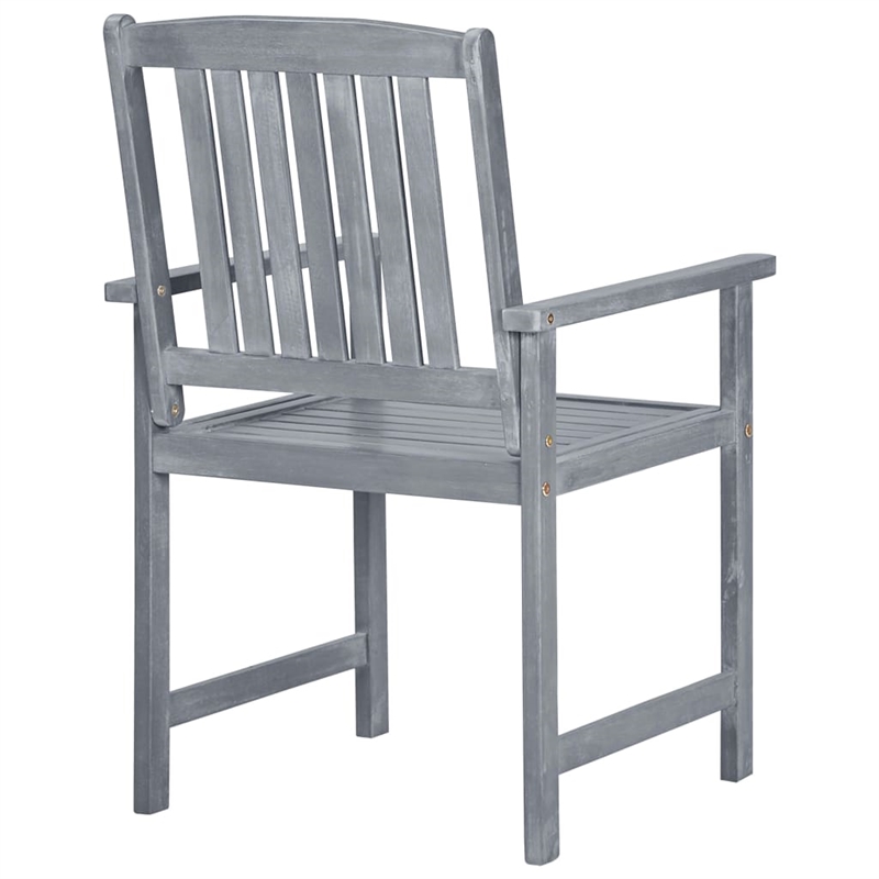 vidaXL Solid Acacia Wood Standard Durable Outdoor Chair in Gray (Set of 2)