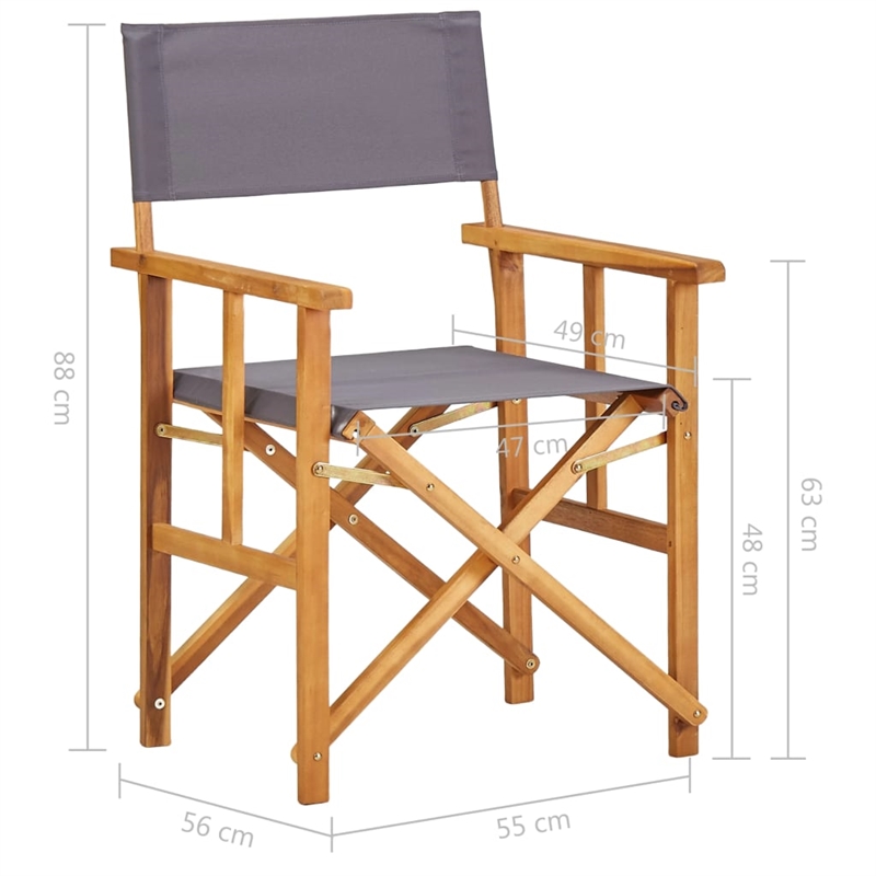 vidaXL Director Chair in Brown and Dark Gray (Set of 2)