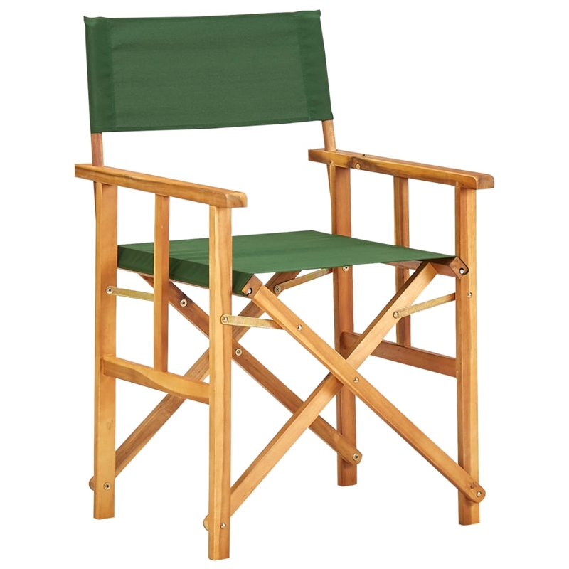 vidaXL Chair in Natural Wood Color and Green (Set of 2)