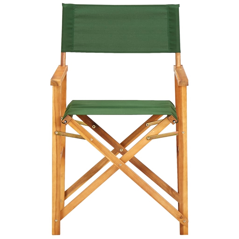 vidaXL Chair in Natural Wood Color and Green (Set of 2)