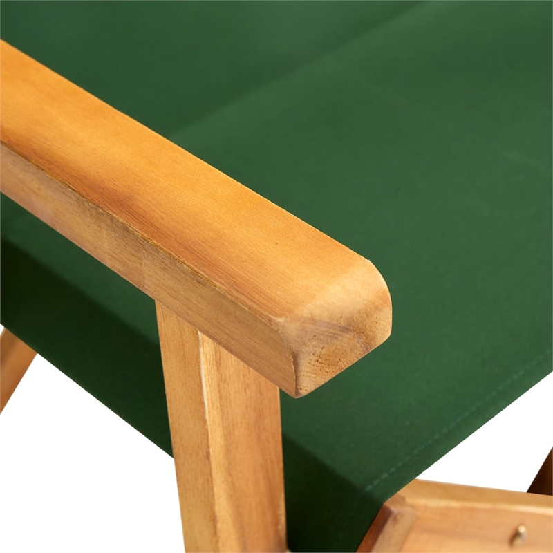 vidaXL Chair in Natural Wood Color and Green (Set of 2)