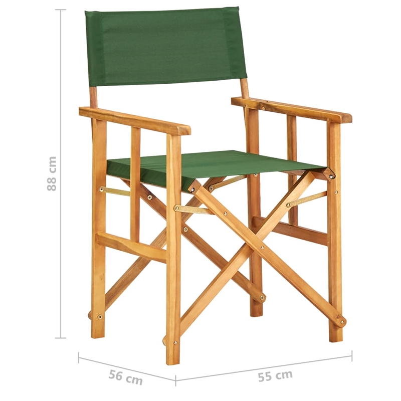 vidaXL Solid Acacia Wood and Polyester Chair in Natural Wood and Green