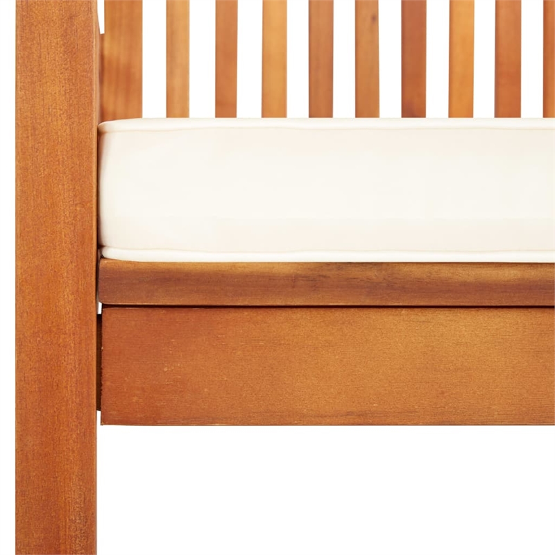 vidaXL Solid Acacia Wood Dining Chair in Brown Frame and Cream Cushion