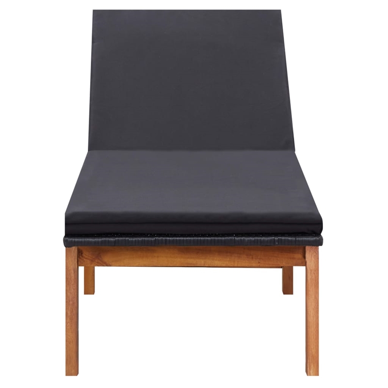 vidaXL Rattan Sun Lounger in Black and Brown