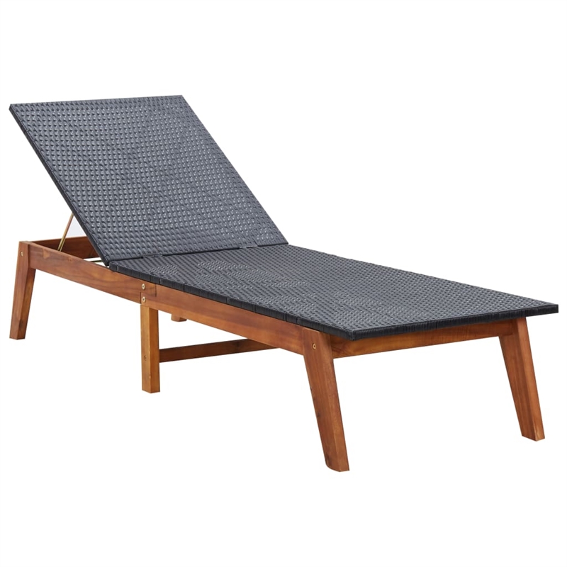 vidaXL Rattan Sun Lounger in Black and Brown