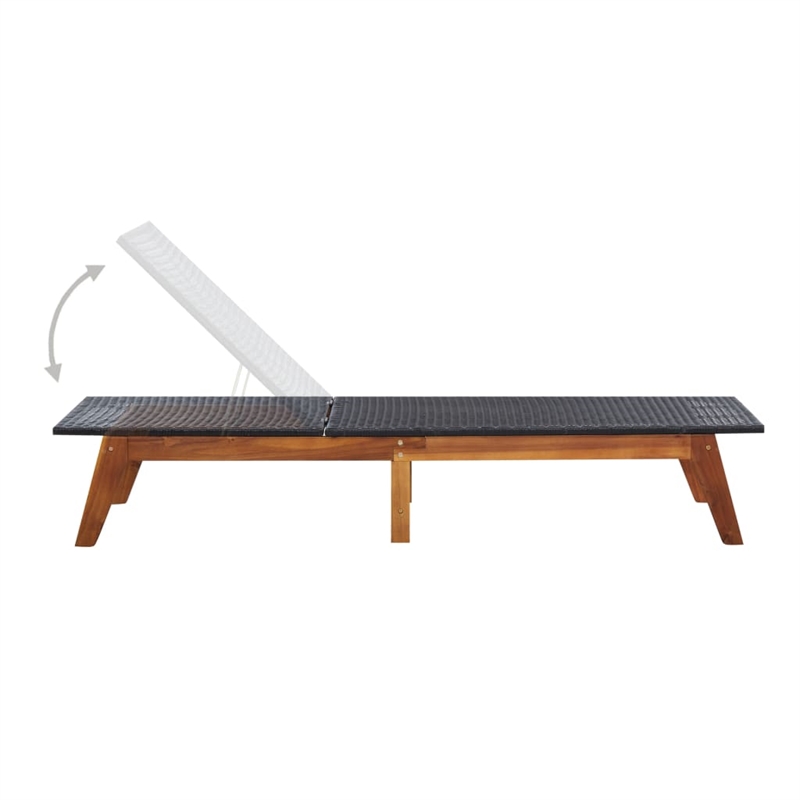 vidaXL Rattan Sun Lounger in Black and Brown