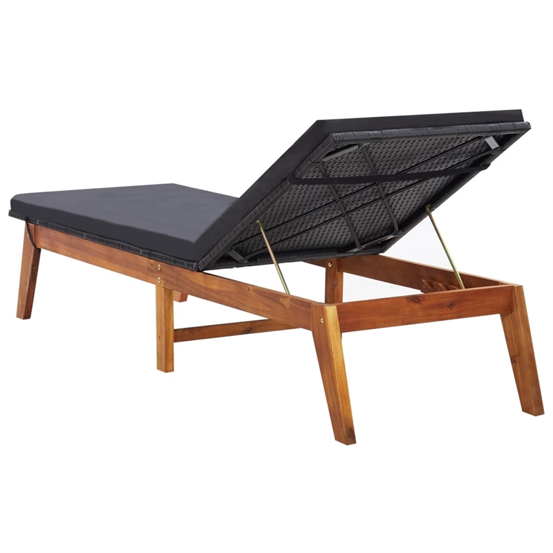 vidaXL Rattan Sun Lounger in Black and Brown