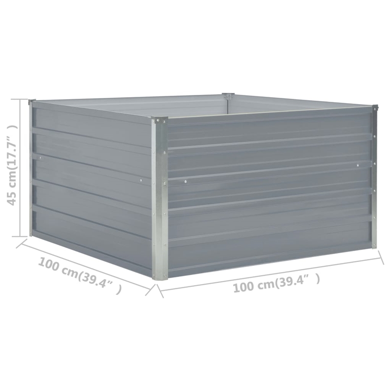 vidaXL Galvanized Steel Raised Garden Bedin Gray