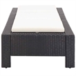 vidaXL Rattan Sun Lounger in Black and Cream White Cushions