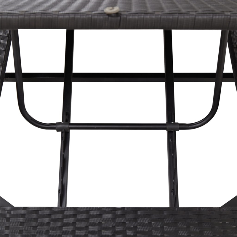 vidaXL Rattan Sun Lounger in Black and Cream White Cushions