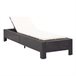 vidaXL Rattan Sun Lounger in Black and Cream White Cushions