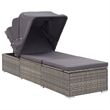 vidaXL Rattan Sun Lounger in Dark Gray Cushions