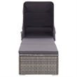 vidaXL Rattan Sun Lounger in Dark Gray Cushions