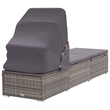 vidaXL Rattan Sun Lounger in Dark Gray Cushions