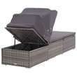 vidaXL Rattan Sun Lounger in Dark Gray Cushions