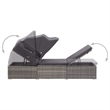 vidaXL Rattan Sun Lounger in Dark Gray Cushions
