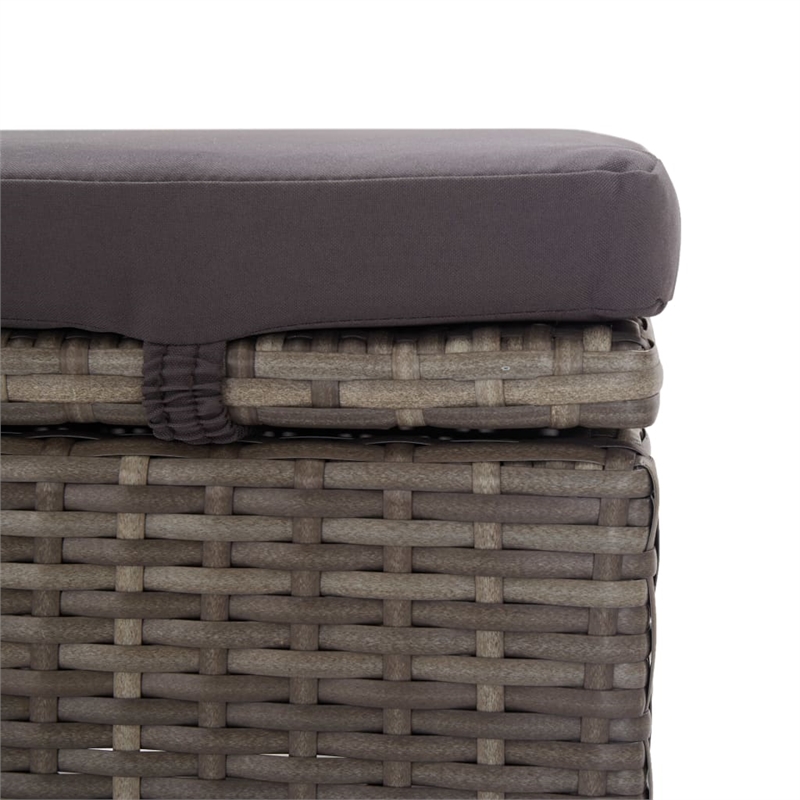 vidaXL Rattan Sun Lounger in Dark Gray Cushions