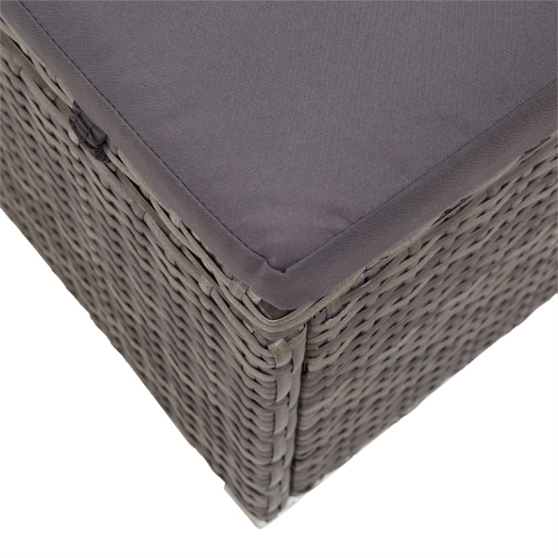 vidaXL Rattan Sun Lounger in Dark Gray Cushions