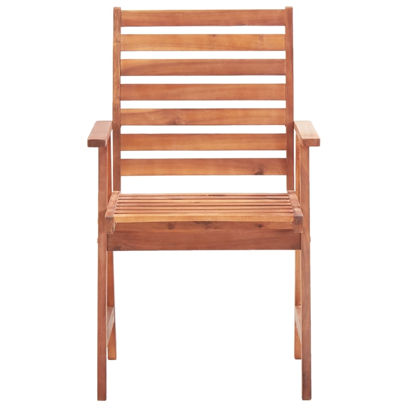 vidaXL Solid Acacia Wood Standard Outdoor Chair in Natural Wood (Set of 2)