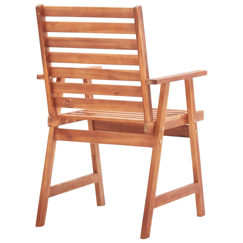vidaXL Solid Acacia Wood Standard Outdoor Chair in Natural Wood (Set of 2)