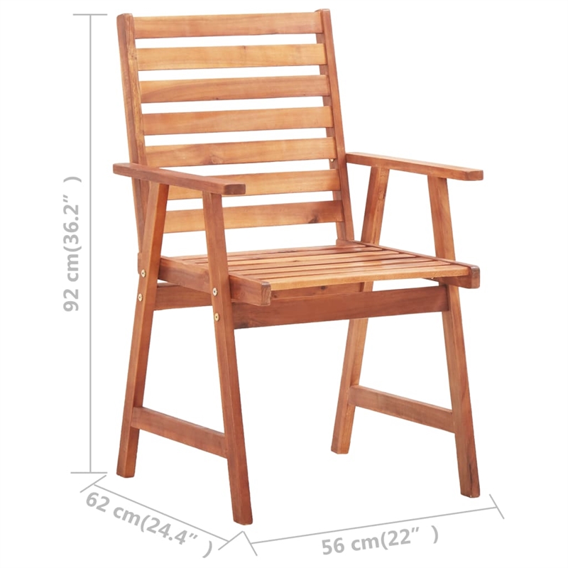 vidaXL Solid Acacia Wood Standard Outdoor Chair in Natural Wood (Set of 2)