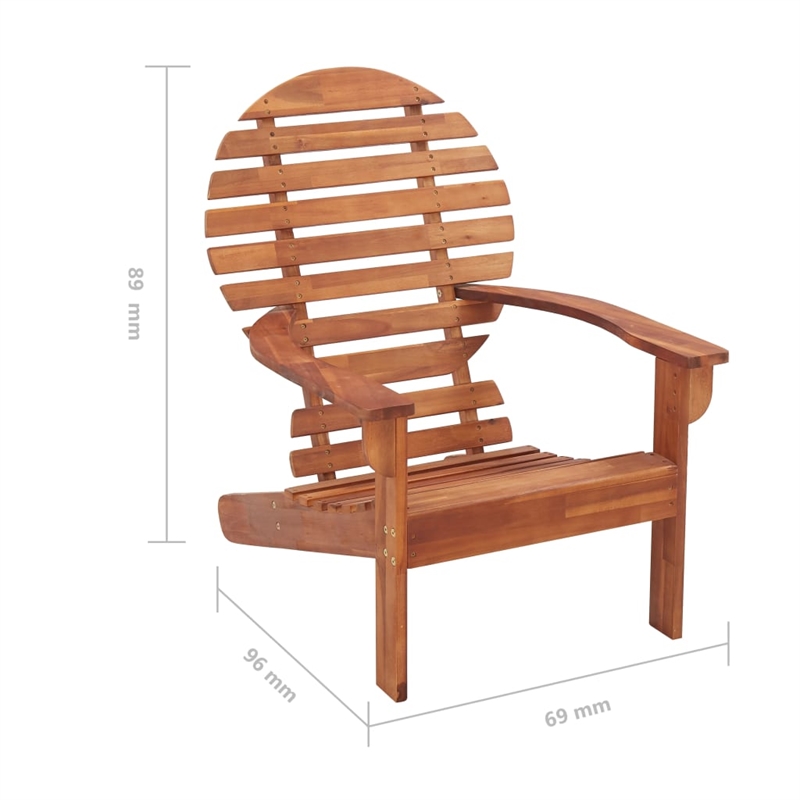 vidaXL Solid Acacia Wood Standard Sturdy Garden Chair in Natural Wood