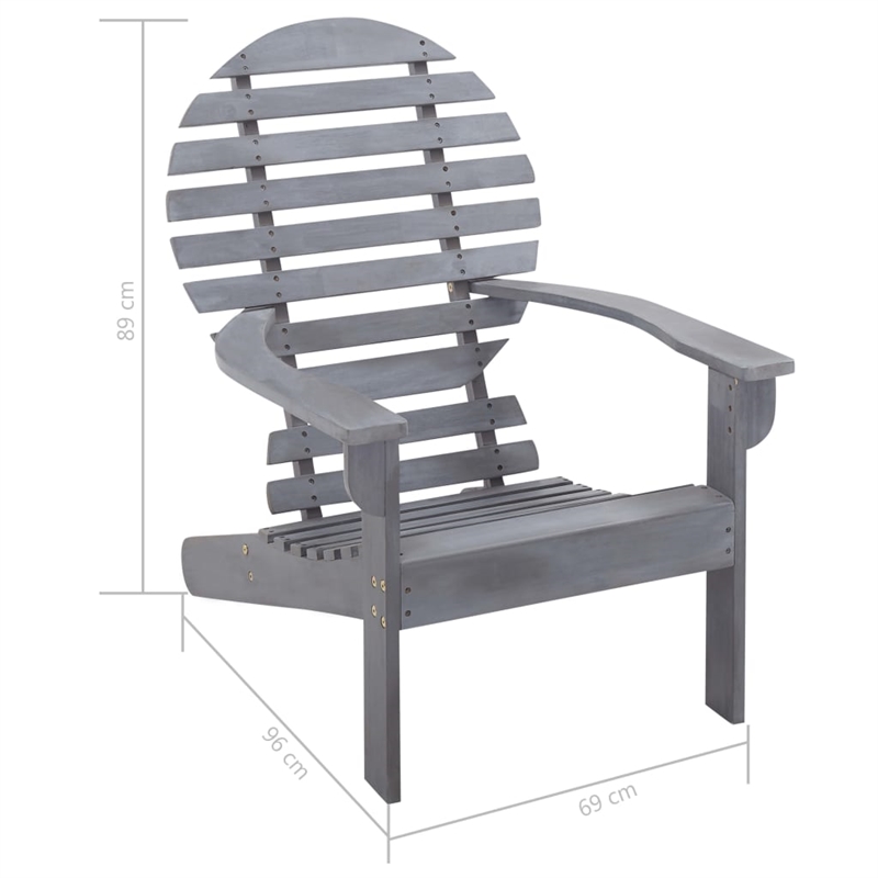 vidaXL Solid Acacia Wood Garden Chair in Gray