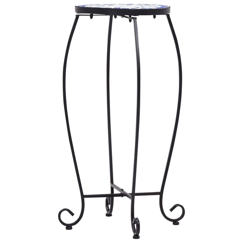 vidaXL Small Iron and ceramic Table in Blue and White (Set of 3)