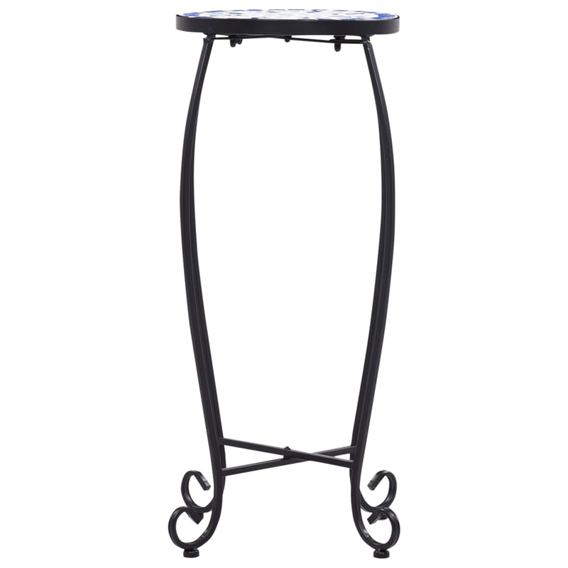 vidaXL Small Iron and ceramic Table in Blue and White (Set of 3)