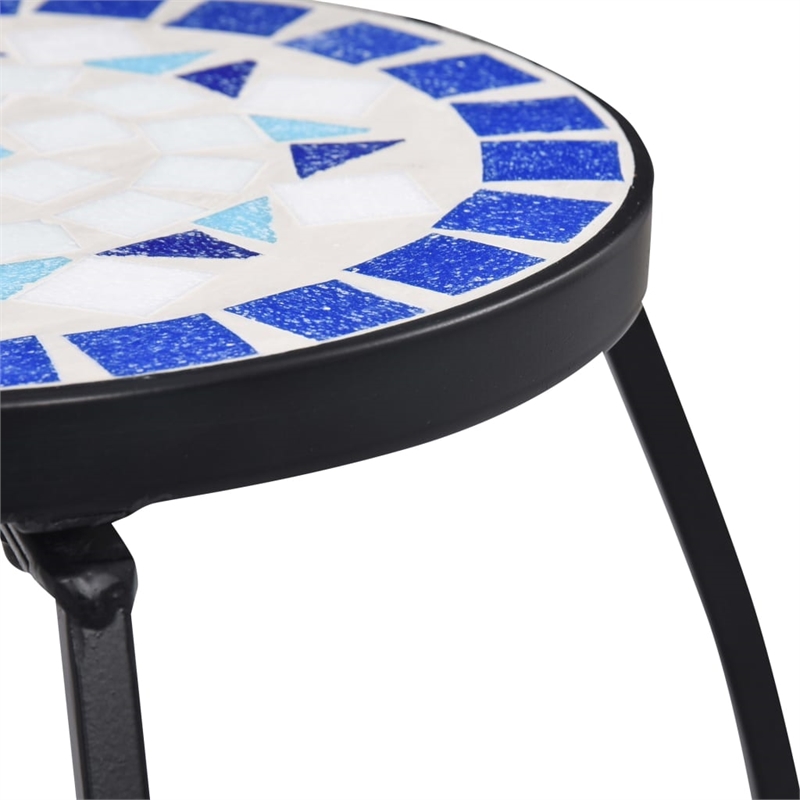 vidaXL Small Iron and ceramic Table in Blue and White (Set of 3)