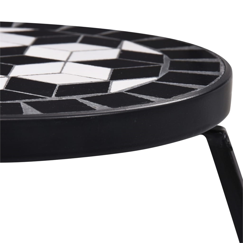 vidaXL Small Iron and ceramic Table in Black and White (Set of 3)