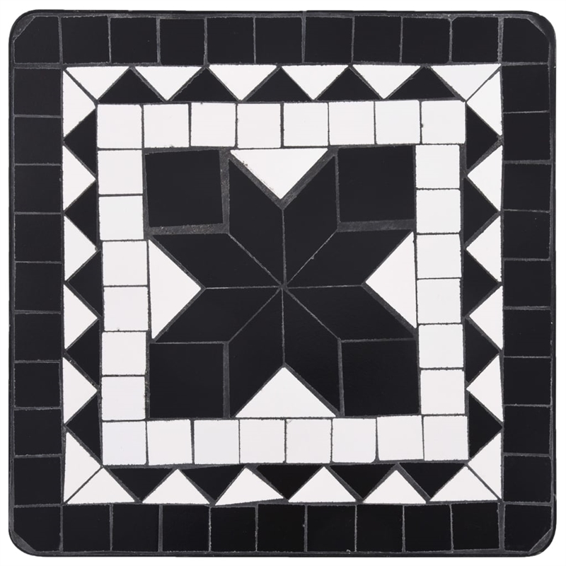 vidaXL Small Durable Mosaic Side Table in Black and White