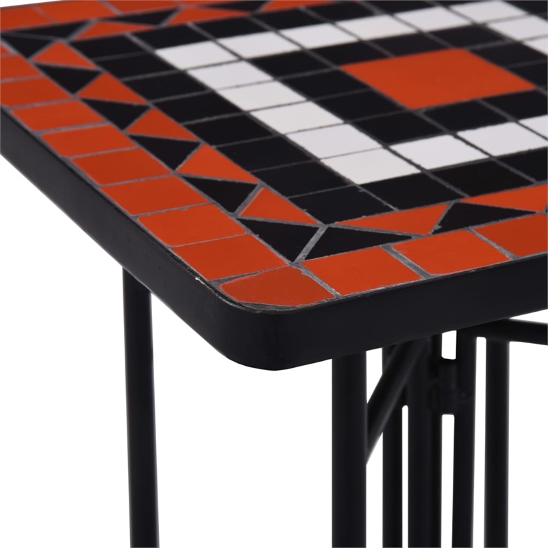 vidaXL Small Side Table in Terracotta and White