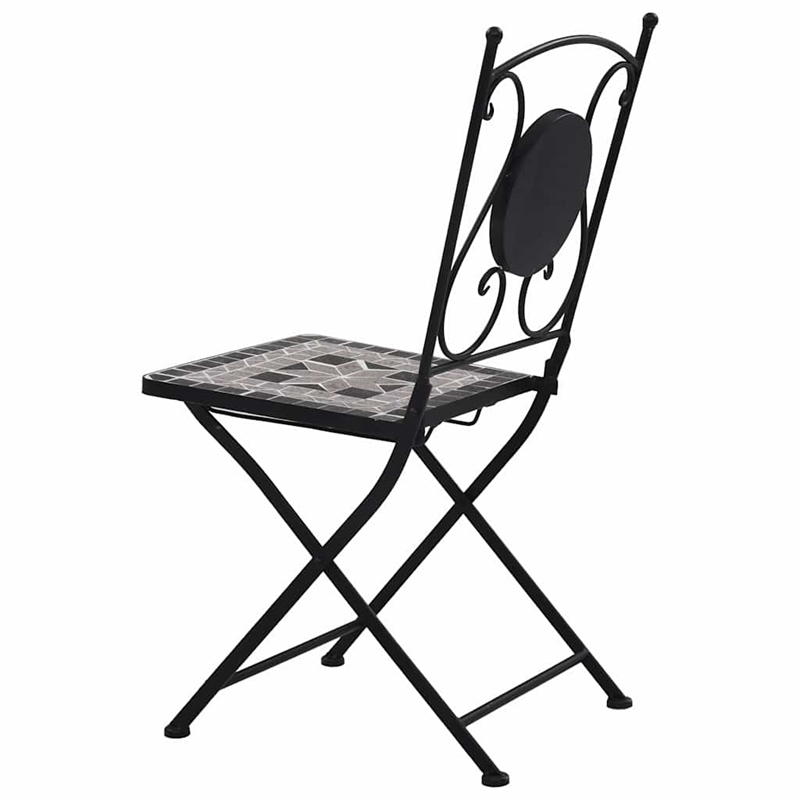 vidaXL Powder-Coated Steel Garden Chair in Gray (Set of 2)