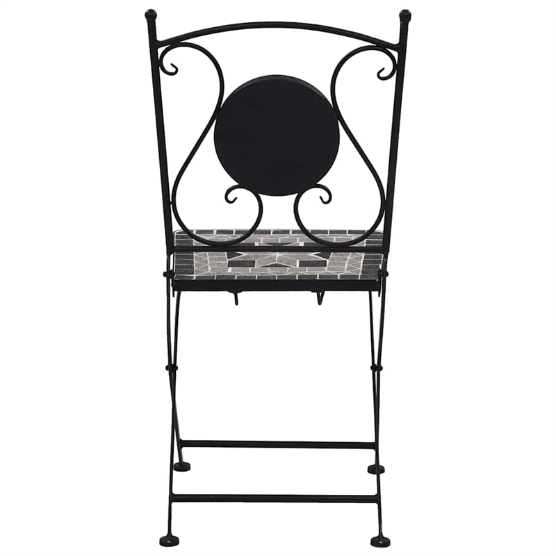 vidaXL Powder-Coated Steel Garden Chair in Gray (Set of 2)
