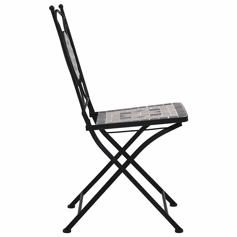 vidaXL Powder-Coated Steel Garden Chair in Gray (Set of 2)